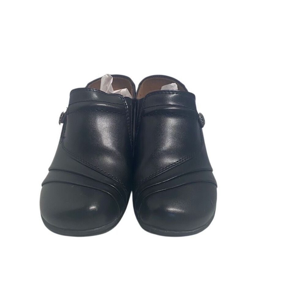 EARTH SPIRIT CLASSICS Elaine Women’s Black Mules Size 7 Leather Slip On SEE DESC